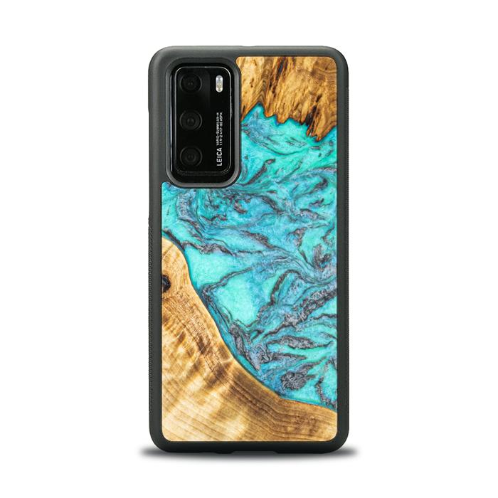 Huawei P40 Handyhülle aus Harz und Holz - Synergy#E13