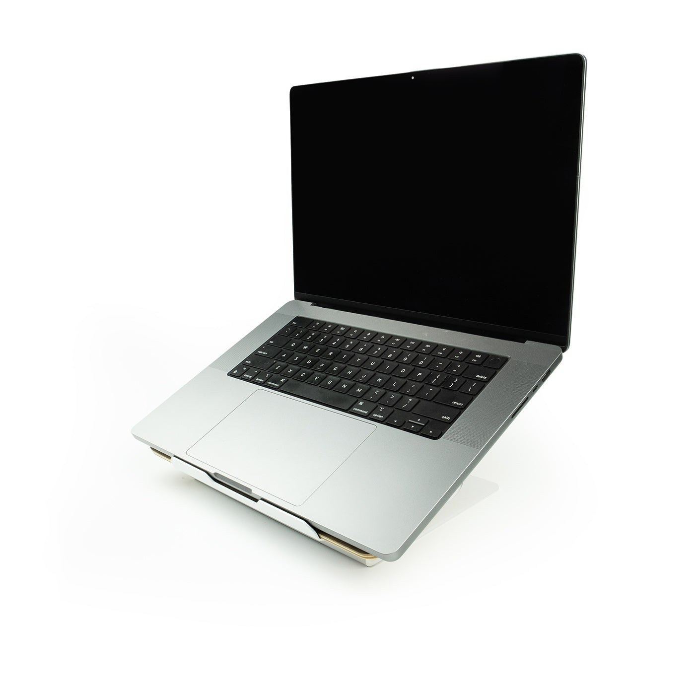 Laptop-Riser aus Walnuss – weißer Stahl