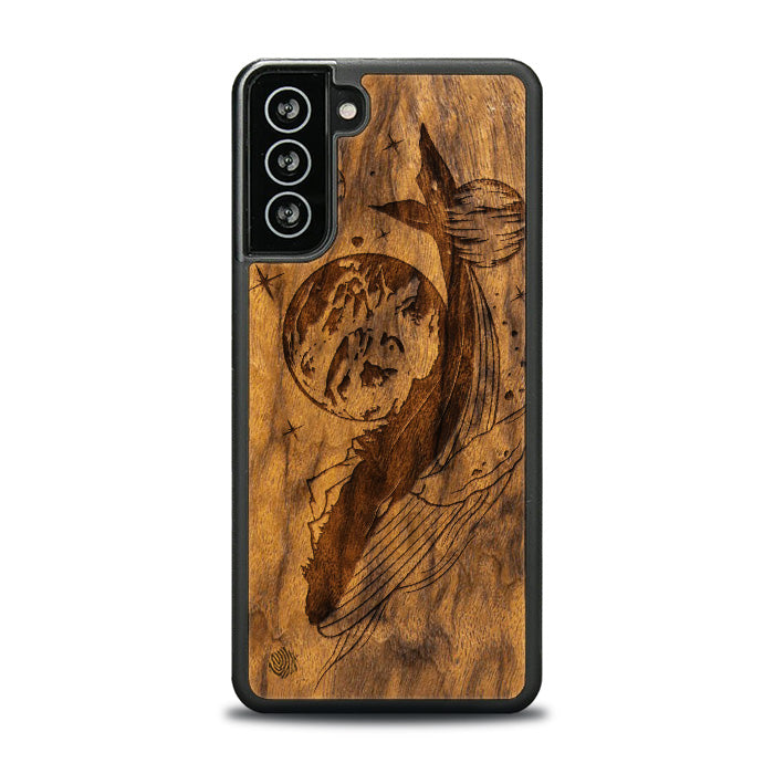 Samsung Galaxy S21 FE Handyhülle aus Holz - Cosmic Whale