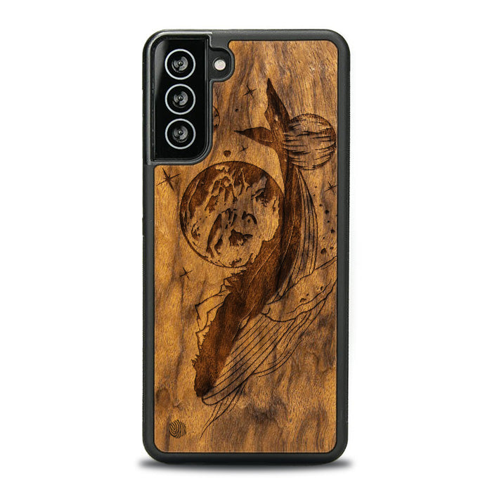 Samsung Galaxy S21 Plus Handyhülle aus Holz - Cosmic Whale