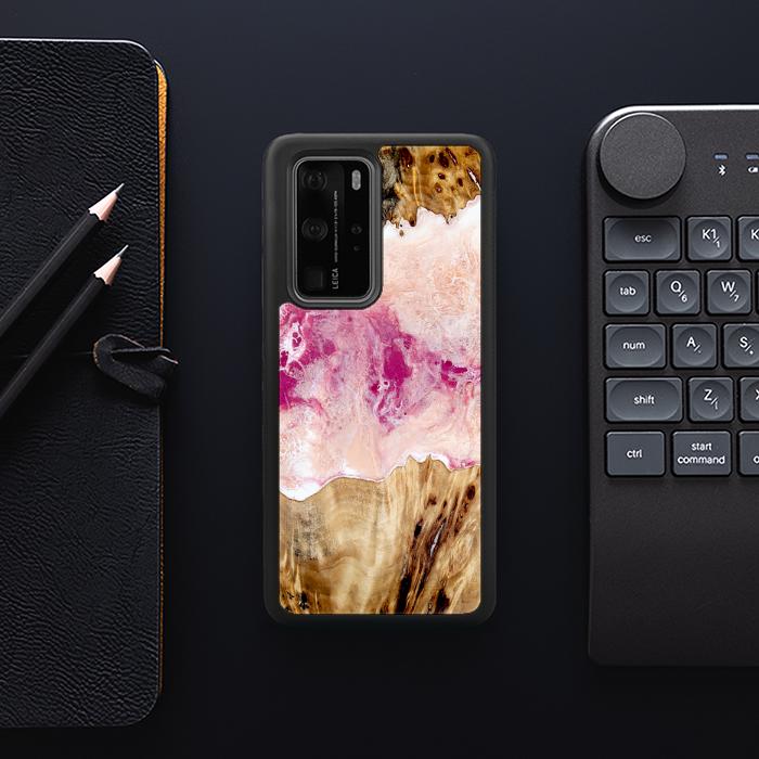 Huawei P40 Pro Handyhülle aus Harz und Holz - Synergy#D119
