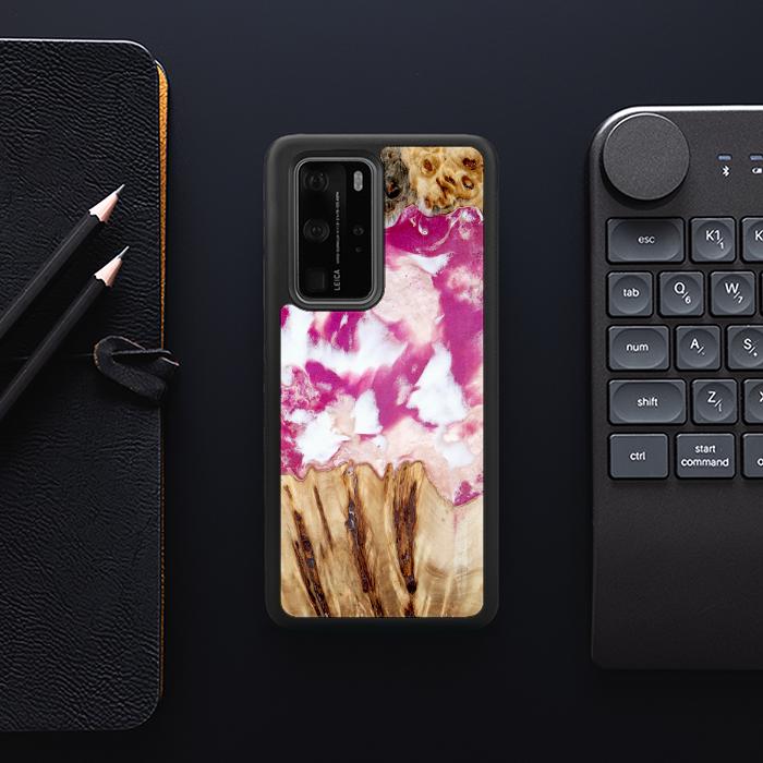 Huawei P40 Pro Handyhülle aus Harz und Holz - Synergy#D124