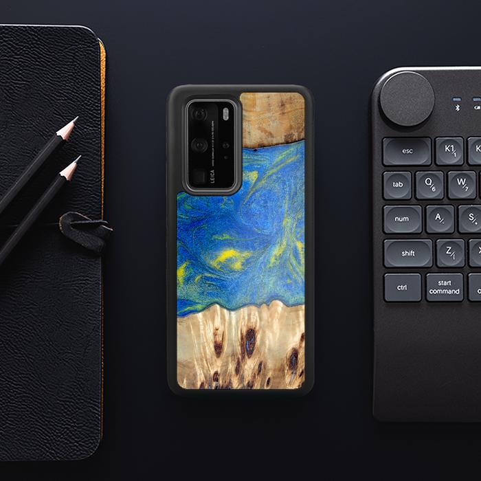 Huawei P40 Pro Handyhülle aus Harz und Holz - Synergy#D128