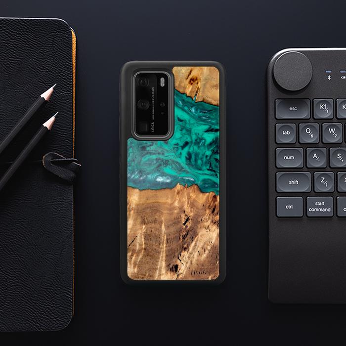 Huawei P40 Pro Handyhülle aus Harz und Holz - Synergy#D133