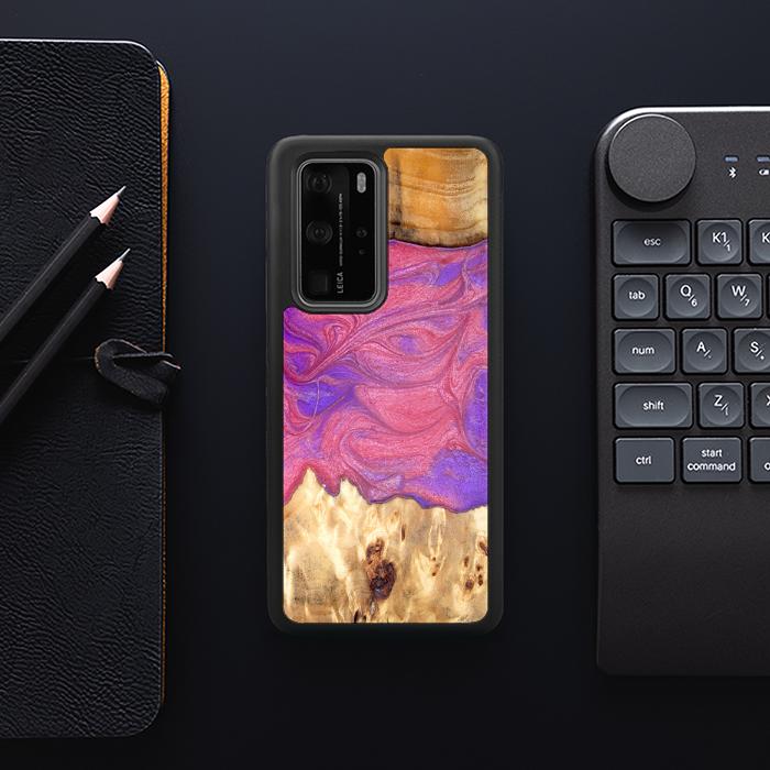 Huawei P40 Pro Handyhülle aus Harz und Holz - Synergy#D136