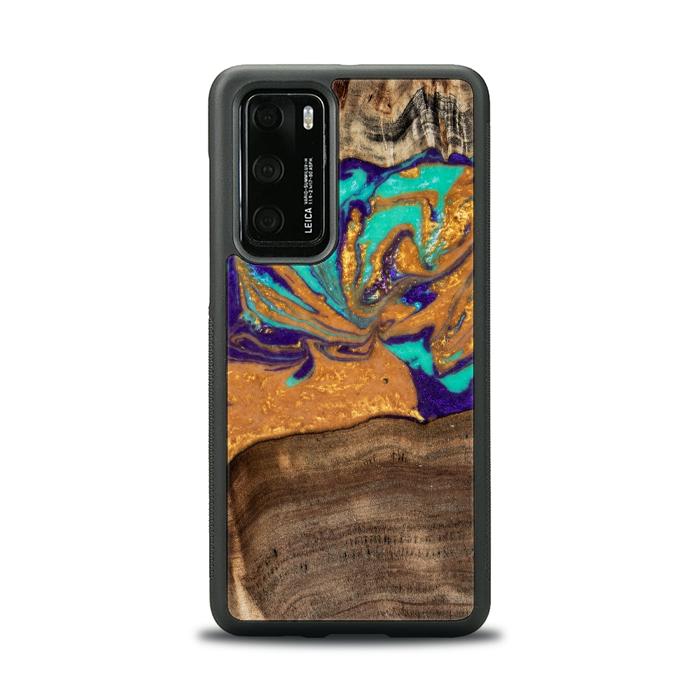 Huawei P40 Handyhülle aus Harz und Holz - SYNERGY#A122