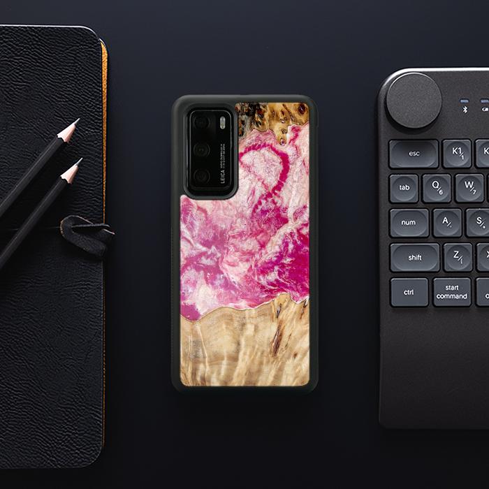 Huawei P40 Handyhülle aus Harz und Holz - Synergy#D123