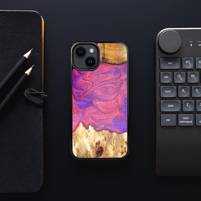 iPhone 15 Handyhülle aus Harz und Holz - Synergy#D136