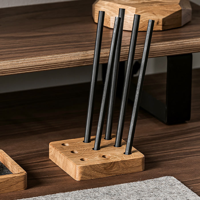 Quadratischer Organizer mit Stifteständer, Eiche