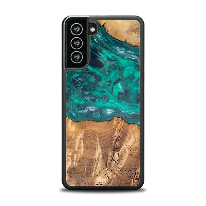Samsung Galaxy S21 FE Handyhülle aus Harz und Holz - Synergy#D109