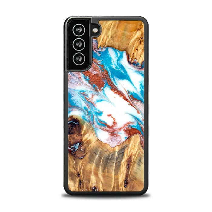 Samsung Galaxy S21 FE Handyhülle aus Harz und Holz - Synergy#D137