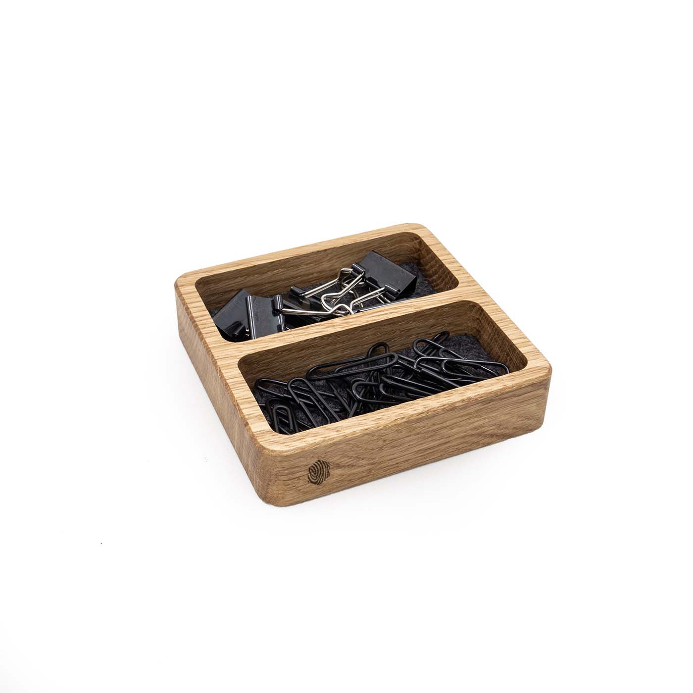 Quadratischer Organizer mit zwei Kammern, Eiche