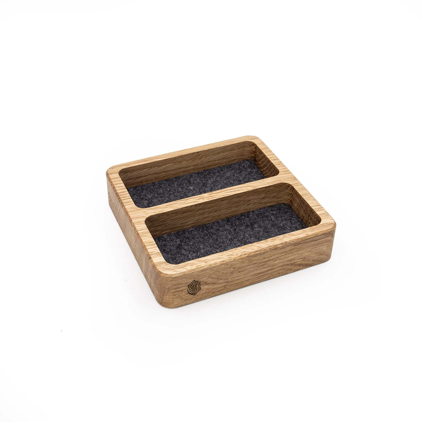 Quadratischer Organizer mit zwei Kammern, Eiche