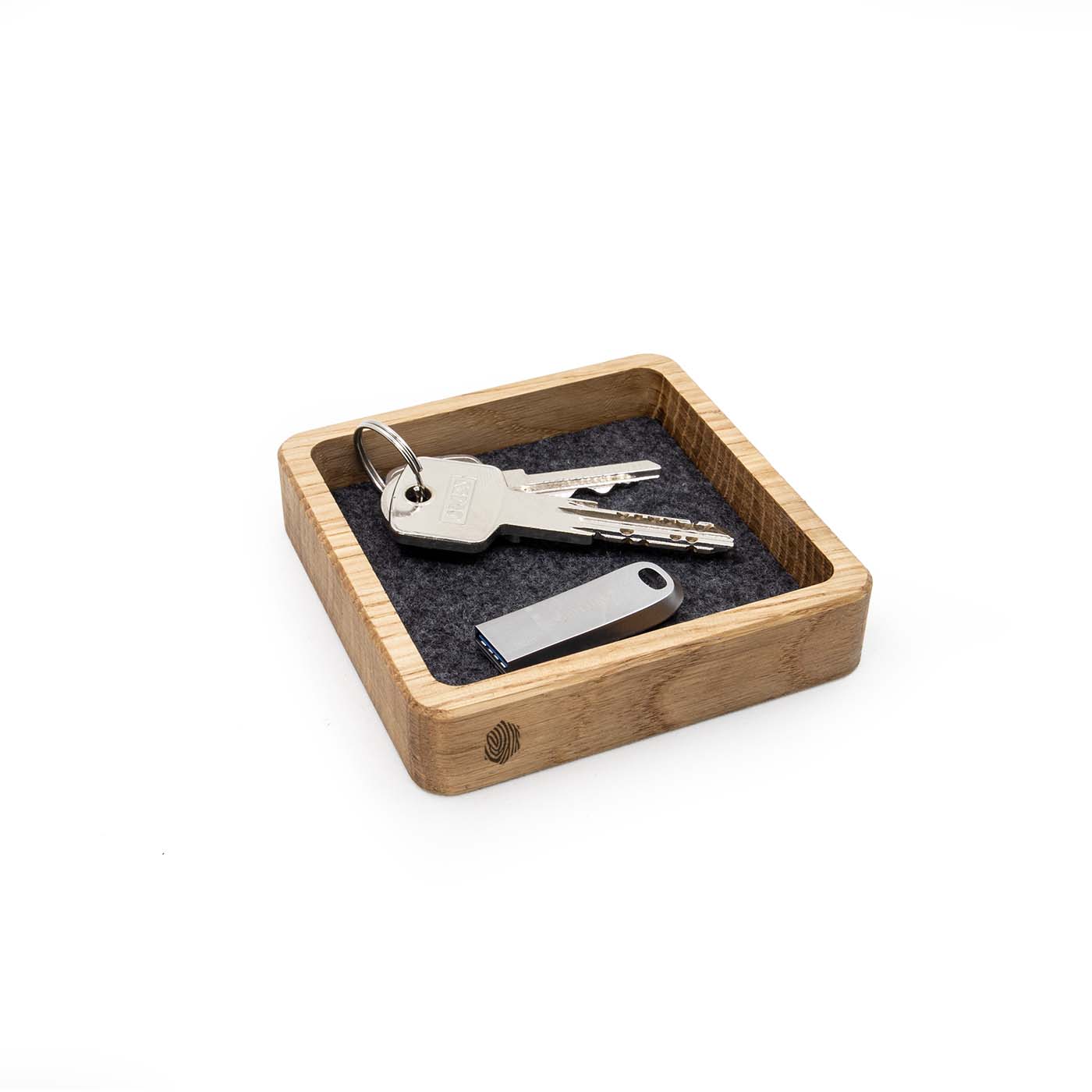 Quadratischer Organizer mit einer Kammer aus Eiche