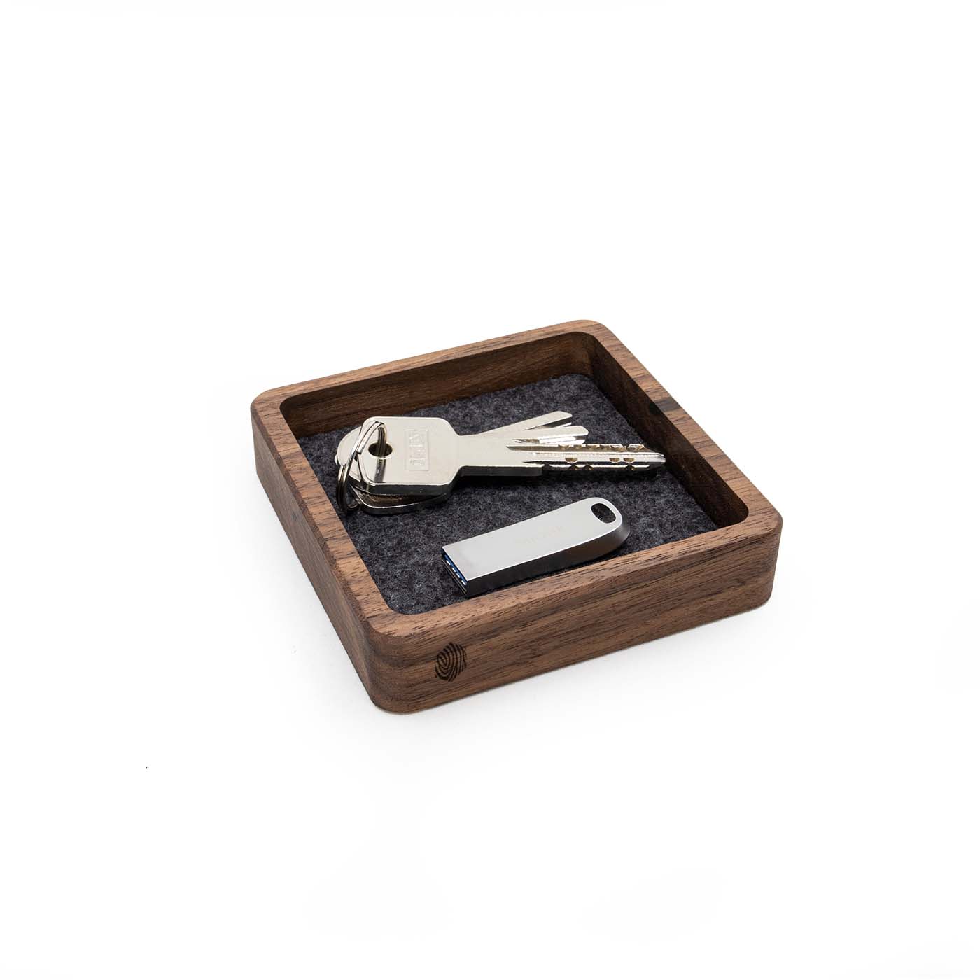 Quadratischer Organizer mit einer Kammer amerikanischer Nussbaum