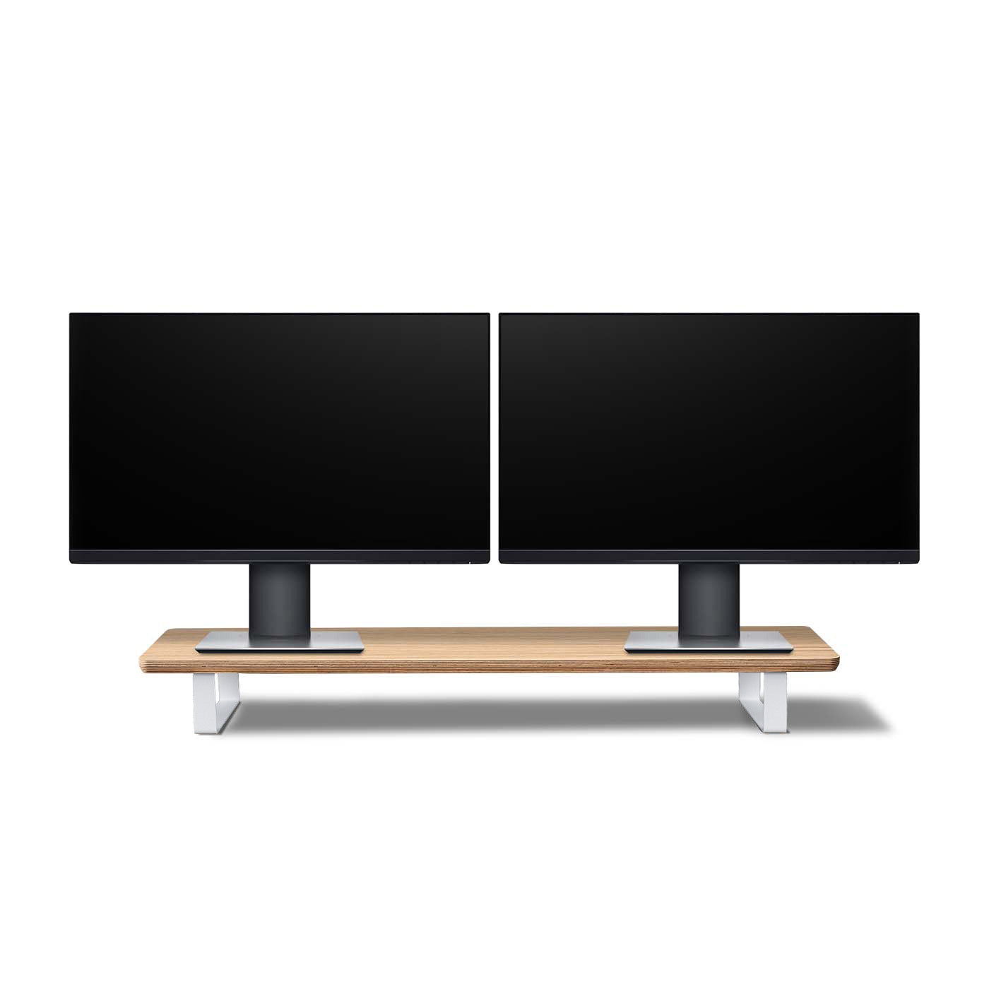Dual Monitor Stand - Long Oak