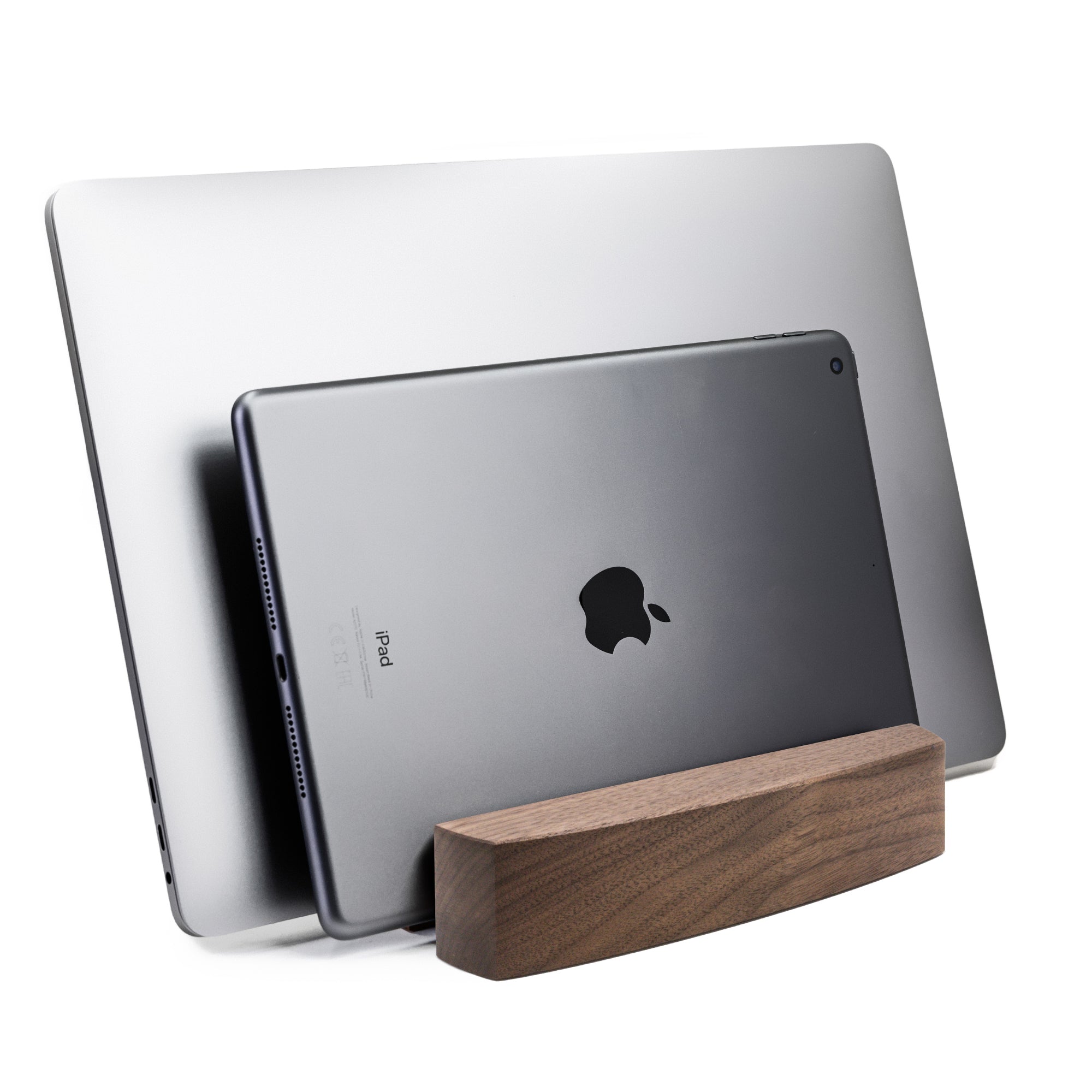 Dual Laptop Stand Rounded American Walnut