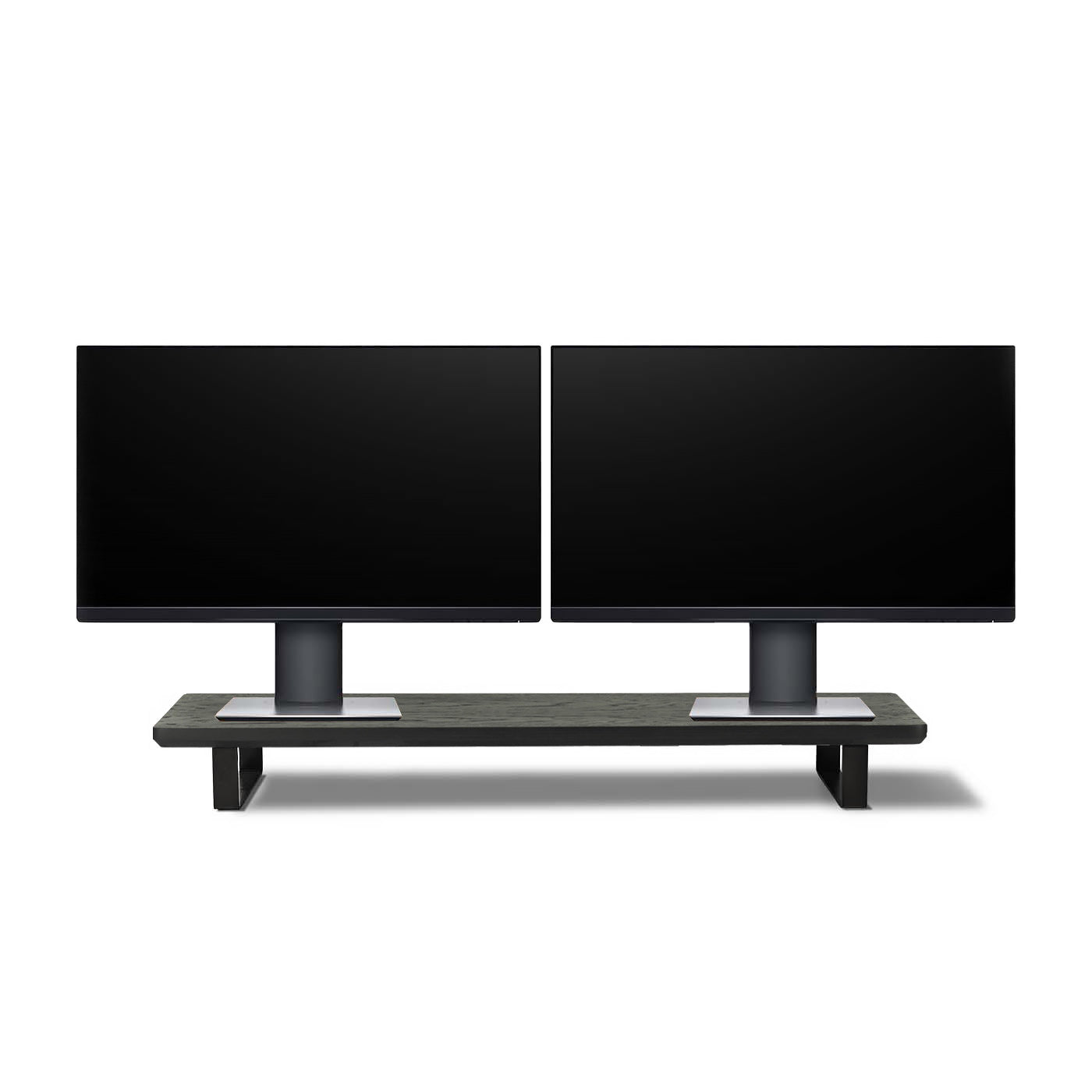 Dual Monitor Stand - Long Black Oak