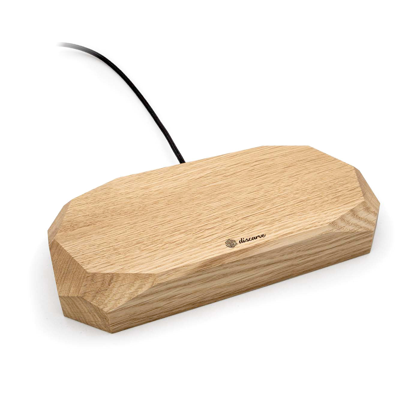 Double Geometric Wooden Wireless Charger Oak
