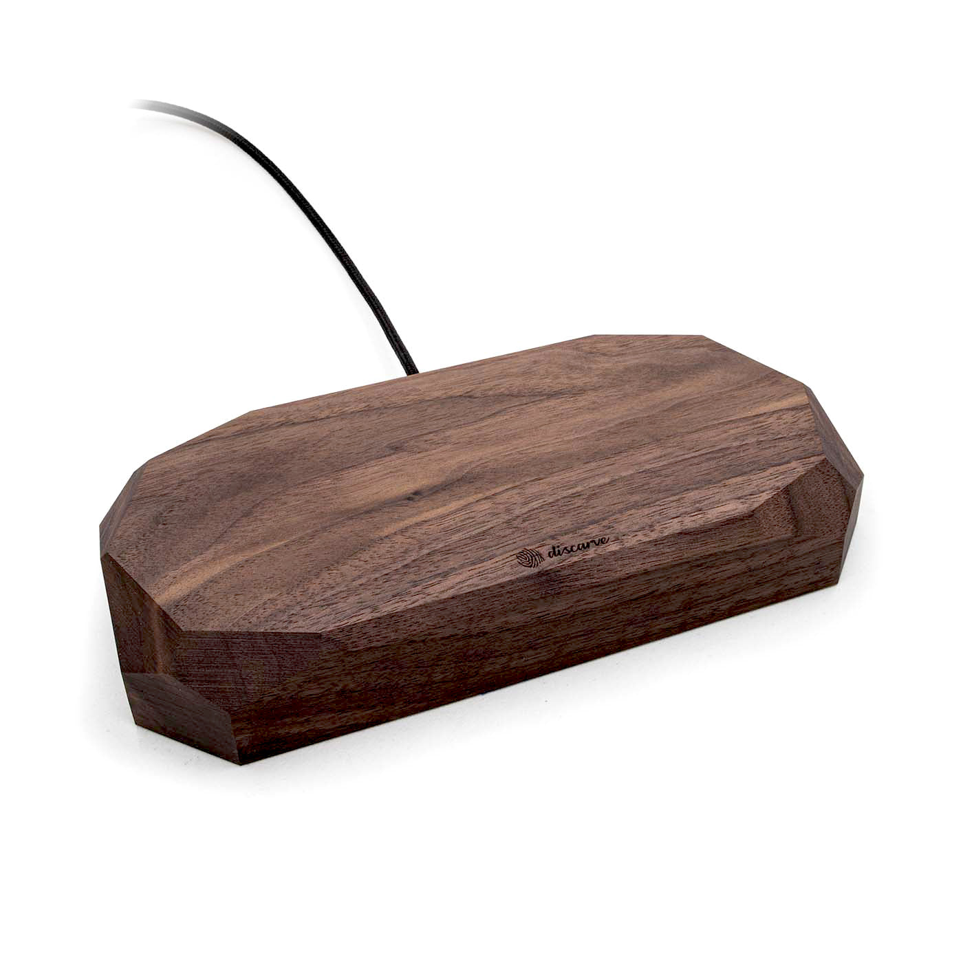 Podwójna geometryczna drewniana ładowarka bezprzewodowa z orzecha amerykańskiego