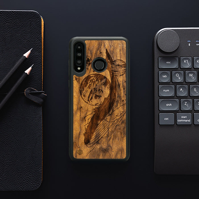 Huawei P30 lite Wooden Phone Case - Cosmic Whale