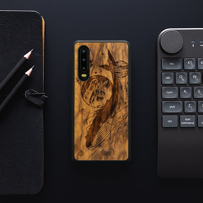 Huawei P30 Wooden Phone Case - Cosmic Whale