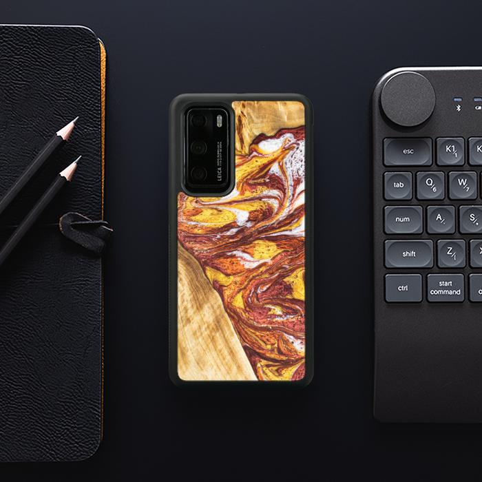 Huawei P40 Handyhülle aus Harz und Holz - Synergy#E4