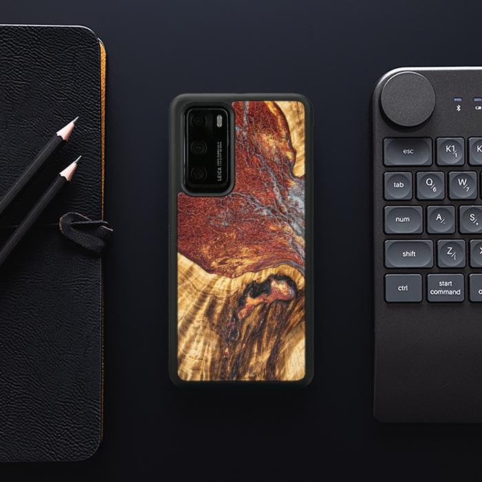 Huawei P40 Handyhülle aus Harz und Holz - Synergy#E9