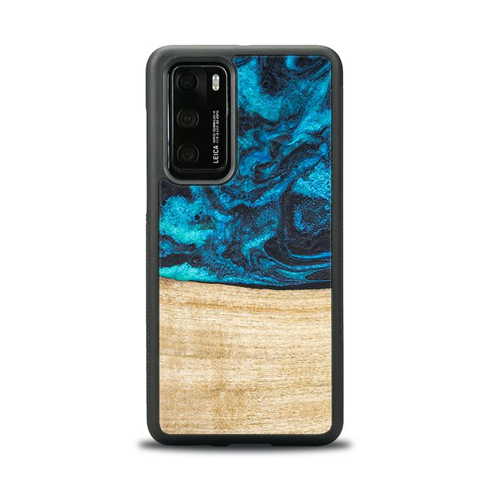 Etui na telefon Huawei P40 wykonane z żywicy i drewna - Synergy# F11