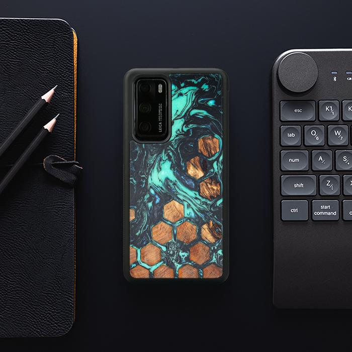Huawei P40 Handyhülle aus Harz und Holz - Synergy#F28