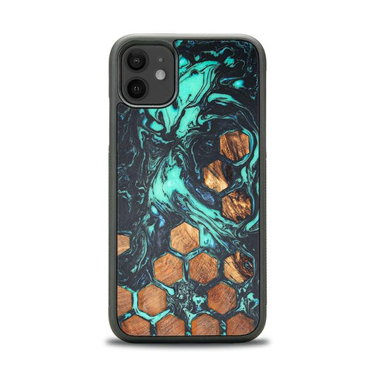 iPhone 11 Handyhülle aus Harz und Holz - Synergy#F28