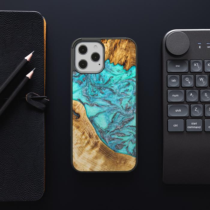 iPhone 12 Pro Max Etui na telefon z żywicy i drewna - Synergy#E13