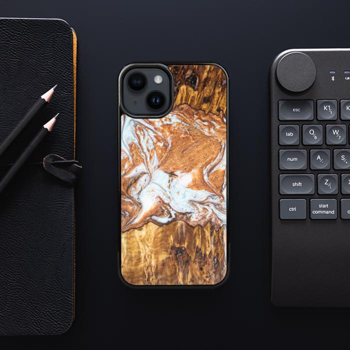 iPhone 15 Plus Etui na telefon z żywicy i drewna - Synergy#E18