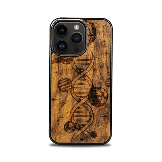 iPhone 16 Pro Handyhülle aus Holz - Space DNA (Imbuia)