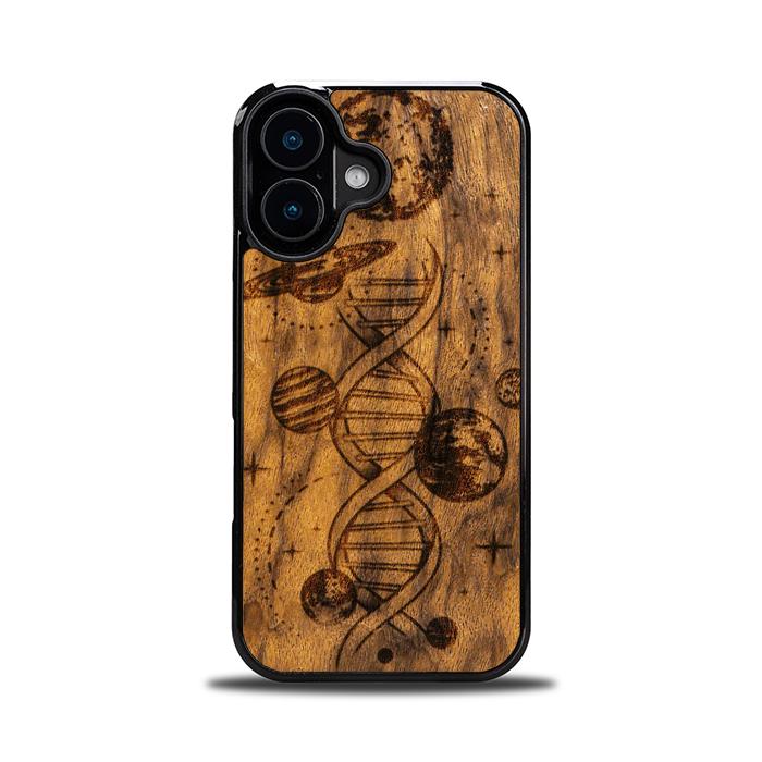 iPhone 16 Handyhülle aus Holz - Space DNA (Imbuia)