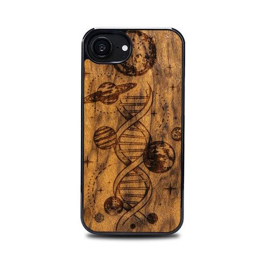 iPhone 16e Handyhülle aus Holz - Space DNA (Imbuia)