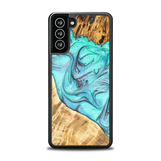 Samsung Galaxy S21 FE Handyhülle aus Harz und Holz - Synergy#E16