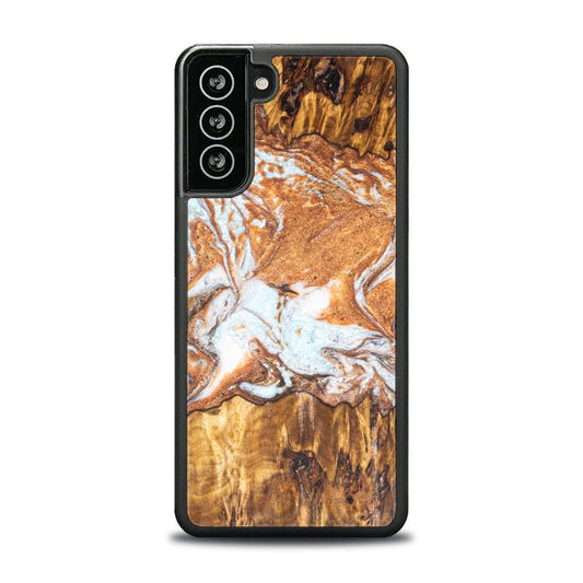 Samsung Galaxy S21 FE Handyhülle aus Harz und Holz - Synergy#E18
