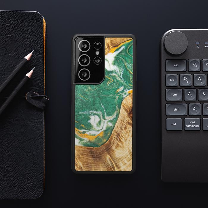 Samsung Galaxy S21 Ultra Etui na telefon z żywicy i drewna - Synergy#E20