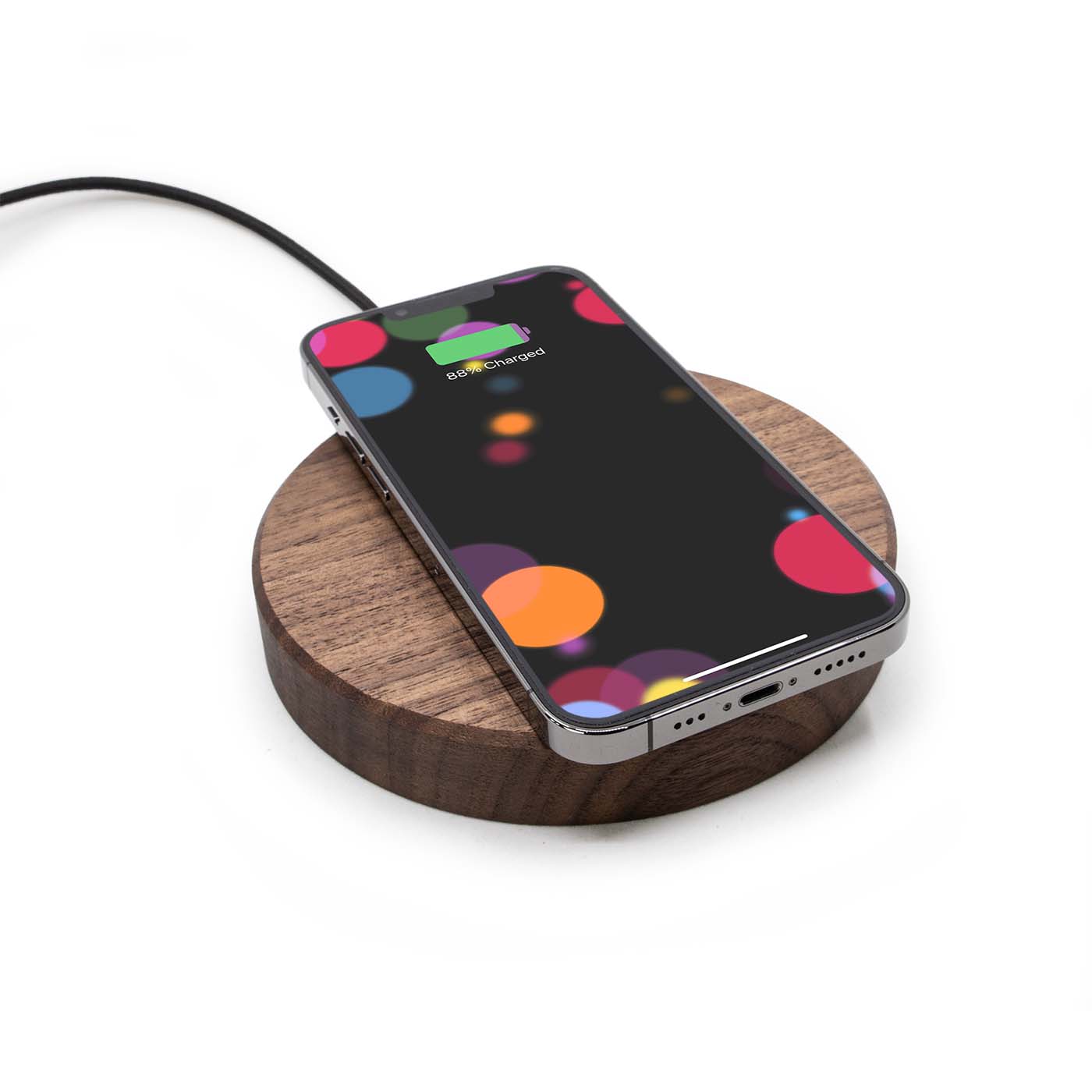 Circle Wooden Wireless Charger American Walnut