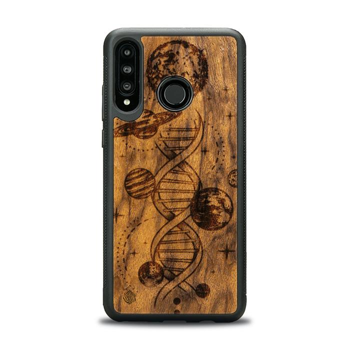 Huawei P30 lite Drewniane etui na telefon - kosmiczne DNA (Imbuia)