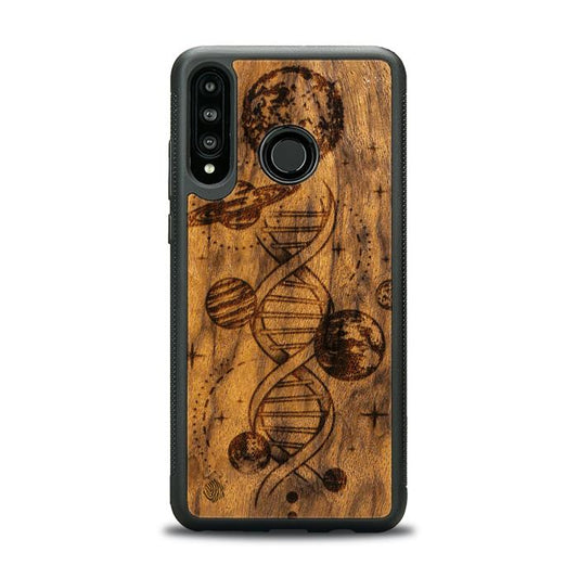 Huawei P30 lite Handyhülle aus Holz - Space DNA (Imbuia)