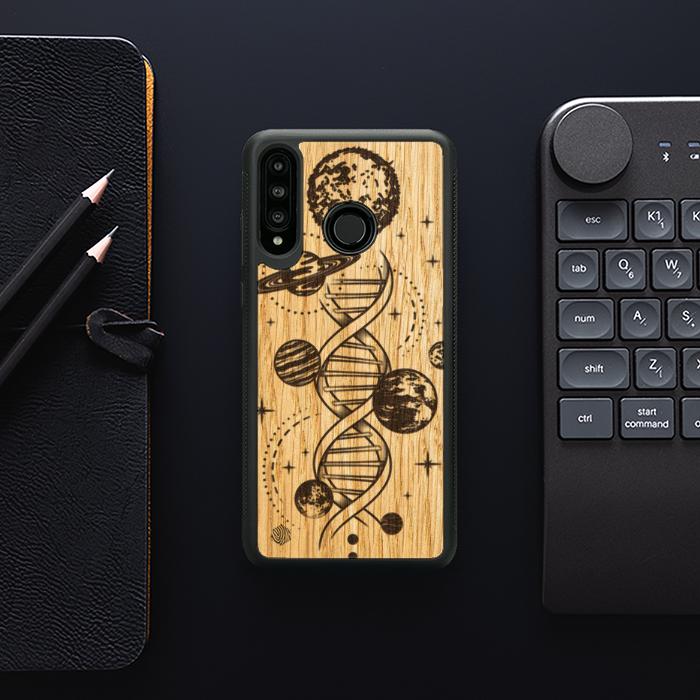 Huawei P30 lite Handyhülle aus Holz – Space DNA (Eiche)