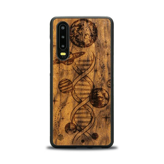 Drewniane etui na telefon Huawei P30 - kosmiczne DNA (Imbuia)