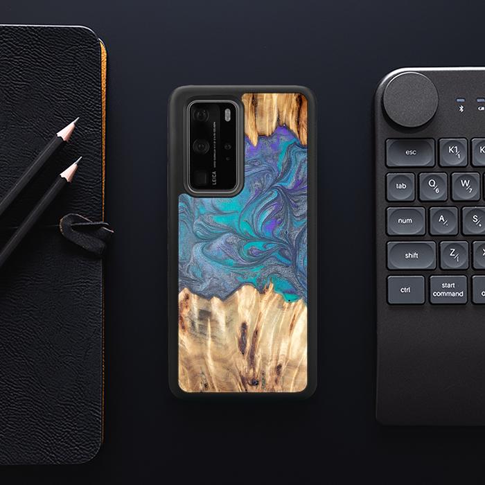 Huawei P40 Pro Handyhülle aus Harz und Holz - Synergy#D107
