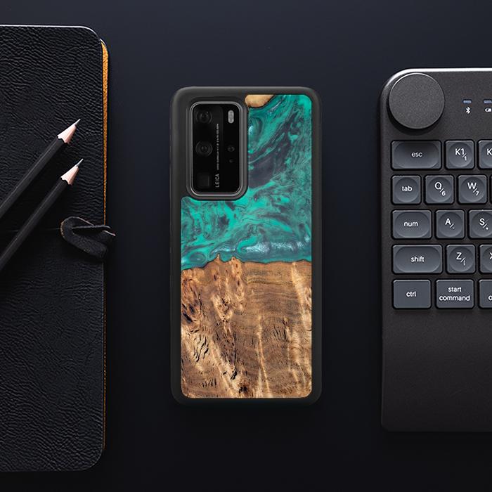 Huawei P40 Pro Etui na telefon z żywicy i drewna - Synergy#D108