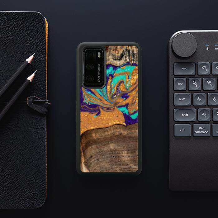 Huawei P40 Handyhülle aus Kunstharz und Holz - SYNERGY# A122