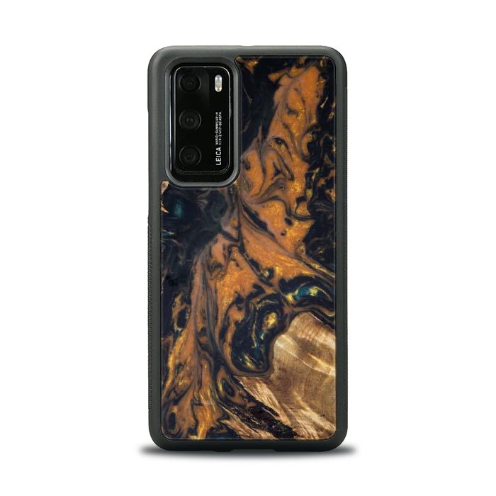 Etui na telefon Huawei P40 wykonane z żywicy i drewna - Synergy#162
