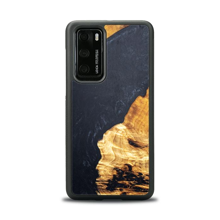 Etui na telefon Huawei P40 wykonane z żywicy i drewna - Synergy#B18