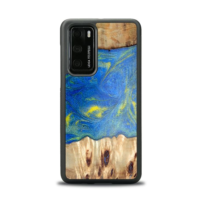 Etui na telefon Huawei P40 wykonane z żywicy i drewna - Synergy#D128